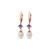 Image 1 : Genuine 9.5 ctw Pearl & Amethyst Earrings 14KT Rose Gold - REF-24Y4F
