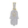 Image 1 : Mens Diamond Hamsa Hand of Fathima Charm Pendant 1/2 Cttw 10kt Yellow Gold