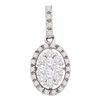 Image 1 : Diamond Oval Cluster Pendant 1/2 Cttw 14kt White Gold