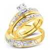 Image 1 : His & Hers Diamond Solitaire Matching Bridal Wedding Ring Band Set 1/12 Cttw 10kt Yellow Gold