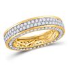 Image 1 : Mens Diamond Double Row Eternity Wedding Band Ring 3.00 Cttw 14kt Yellow Gold