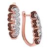 Image 1 : Round Red Color Enhanced Diamond Heart Hoop Earrings 1/4 Cttw 10kt Rose Gold