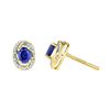 Image 1 : Oval Lab-Created Blue Sapphire Diamond Stud Earrings 1/8 Cttw 10kt Yellow Gold