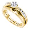 Image 1 : Diamond Cluster Bridal Wedding Engagement Ring Band Set 1/4 Cttw 14k Yellow Gold