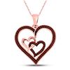 Image 1 : Round Red Color Enhanced Diamond Heart Pendant 1/4 Cttw 10kt Rose Gold