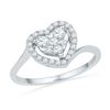 Image 1 : Diamond Framed Heart Cluster Ring 1/3 Cttw 10kt White Gold