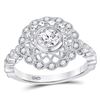 Image 1 : Diamond Solitaire Openwork Milgrain Bridal Wedding Engagement Ring 3/4 Cttw 14kt White Gold