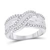 Image 1 : Diamond Crossover Band Ring 3/4 Cttw 14kt White Gold