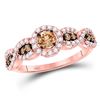Image 1 : Round Brown Diamond Solitaire Ring 3/4 Cttw 14kt Rose Gold