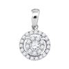 Image 1 : Diamond Concentric Circle Frame Cluster Pendant 1/3 Cttw 14kt White Gold