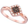 Image 1 : Round Brown Diamond Cluster Ring 1/5 Cttw 10kt Rose Gold