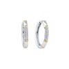 Image 1 : Diamond Two-tone Cluster Hoop Earrings 1/6 Cttw 14kt White Gold