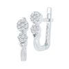 Image 1 : Diamond Flower Cluster Hoop Earrings 1/5 Cttw 10kt White Gold