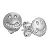 Image 1 : Diamond Smiley Face Screwback Earrings 1/20 Cttw 10kt White Gold