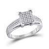 Image 1 : Diamond Square Cluster Ring 1/5 Cttw 10kt White Gold