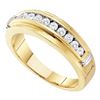 Image 1 : Mens Round Channel-set Diamond Single Row Wedding Band 1/2 Cttw 14kt Yellow Two-tone Gold