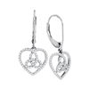 Image 1 : Diamond Triquetra Heart Trinity Dangle Earrings 1/5 Cttw 10kt White Gold