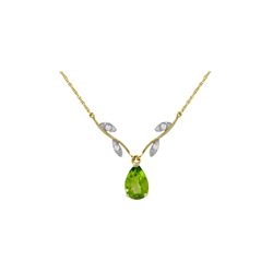 Genuine 1.52 ctw Peridot & Diamond Necklace 14KT Yellow Gold - REF-30V7W