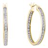 Image 1 : Diamond Inside Outside Hoop Earrings 1/4 Cttw 14kt Yellow Gold