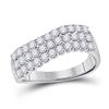 Image 1 : Diamond Contoured Triple Row Band Ring 1.00 Cttw 14kt White Gold