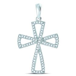 Diamond Flared Cross Faith Pendant 1/3 Cttw 10kt White Gold