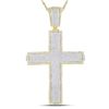 Image 1 : Mens Diamond Roman Cross Charm Pendant 2-1/2 Cttw 10kt Yellow Gold