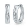 Image 1 : Diamond Single Row Hoop Earrings 1/6 Cttw 10kt White Gold