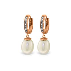 Genuine 8.03 ctw Pearl & Diamond Earrings 14KT Rose Gold - REF-52P3H