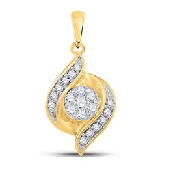 Diamond Flower Cluster Pendant 1/5 Cttw 14kt Yellow Gold