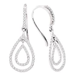 Diamond Teardrop Dangle Earrings 1/2 Cttw 10kt White Gold