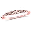 Image 1 : Round Brown Diamond Braided Bangle Bracelet 3/4 Cttw 10kt Rose Gold