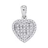 Image 1 : Diamond Heart Cluster Pendant 1/4 Cttw 10kt White Gold