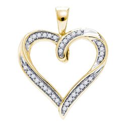 Diamond Heart Outline Pendant 1/10 Cttw 10kt Yellow Gold