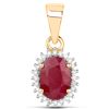 Image 1 : 1.01 ctw Ruby & White Diamond Pendant 14K Yellow Gold - REF-30K2T