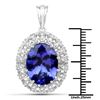 Image 2 : 9.81 ctw Tanzanite & Diamond Pendant 18K White Gold - REF-1128K2T