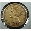 Image 1 : 1880-CC $5 U.S. LIBERTY GOLD COIN