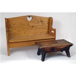 Decorative Childs Bench and Footstool