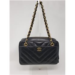 Chanel  Black Leather Bag Gold Chain
