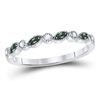 Image 1 : 10kt White Gold Round Emerald Diamond Milgrain Stackable Band Ring 1/10 Cttw