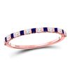 Image 1 : 10kt Rose Gold Princess Blue Sapphire Diamond Alternating Stackable Band Ring 3/8 Cttw