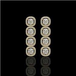 5.28 ctw Cushion Cut Diamond Micro Pave Earrings 18K Yellow Gold