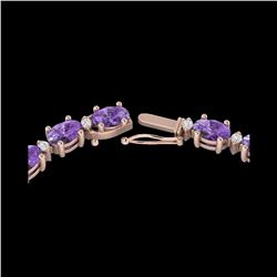 46.5 ctw Amethyst & VS/SI Diamond Eternity Necklace 10K Rose Gold