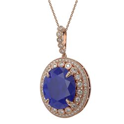 28.98 ctw Sapphire & Diamond Victorian Necklace 14K Rose Gold