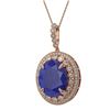 Image 1 : 28.98 ctw Sapphire & Diamond Victorian Necklace 14K Rose Gold