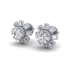 1.77 ctw VS/SI Diamond Solitaire Art Deco Stud Earrings 18K White Gold
