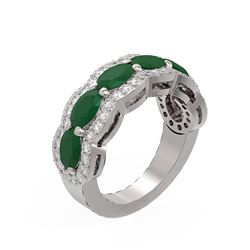 5.03 ctw Emerald & Diamond Ring 18K White Gold