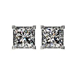 2.50 ctw VS/SI Quality Princess Diamond Stud Earrings 10K White Gold