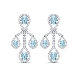 25.94 ctw Sky Topaz & VS Diamond Earrings 18K White Gold