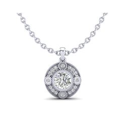 1.01 ctw VS/SI Diamond Solitaire Art Deco Stud Necklace 18K White Gold