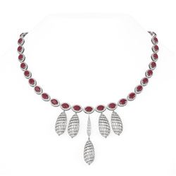 57.04 ctw Ruby & Diamond Necklace 18K White Gold